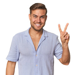Fototapeta premium Young Caucasian man in studio