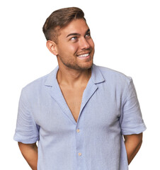 Fototapeta premium Young Caucasian man in studio