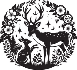 Deer vector silhouette illustration isolated on white background