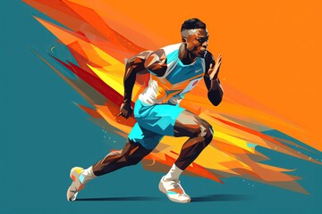 Sprinting athlete flat design front view Olympic games