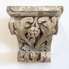 A decorative stone corbel, weathered by time, adorning an ancient doorway, reflecting the artistic craftsmanship of antiquity