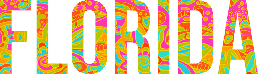 Florida colorful doodle pattern text design