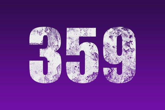 flat white grunge number of 359 on purple background.