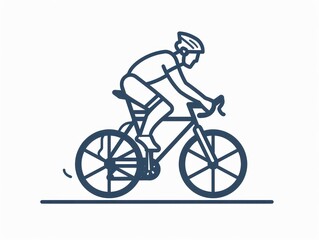 A graphic depicting a cyclist riding a bicycle, emphasizing sporty elegance and motion