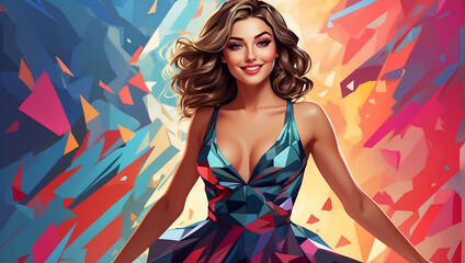 Silhouette, logo of a beautiful young woman, blond hair photos, Abstract illustration of glamour sexy girl, fine arts portrait, wall print, wall paper, wall decoration, Generative AI
