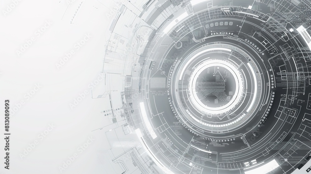 Aufkleber grey white abstract technology background with various technology elements hi-tech communication con