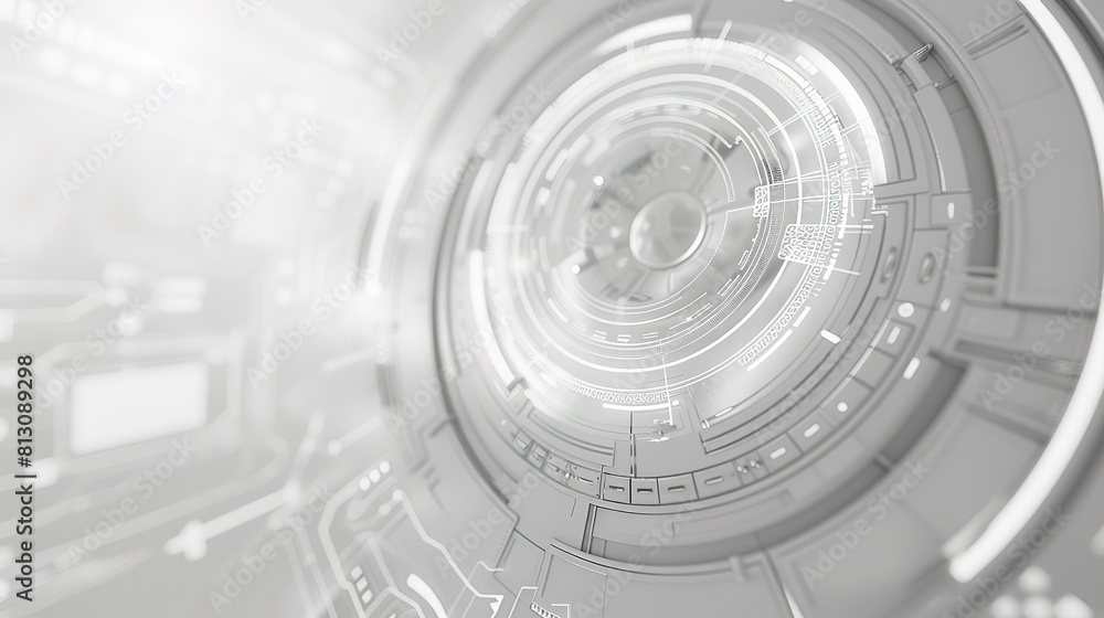 Aufkleber grey white abstract technology background with various technology elements hi-tech communication con