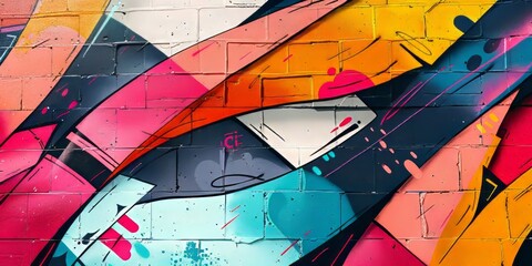 Fototapeta premium Abstract colorful graffiti on a brick wall. Street art concept. Urban Contemporary Culture