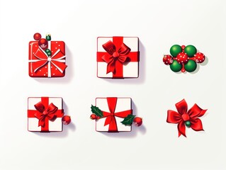 A holiday icon set showcasing Christmas designs such as gifts, snowflakes, and winter decorations, capturing the essence of xmas spirit