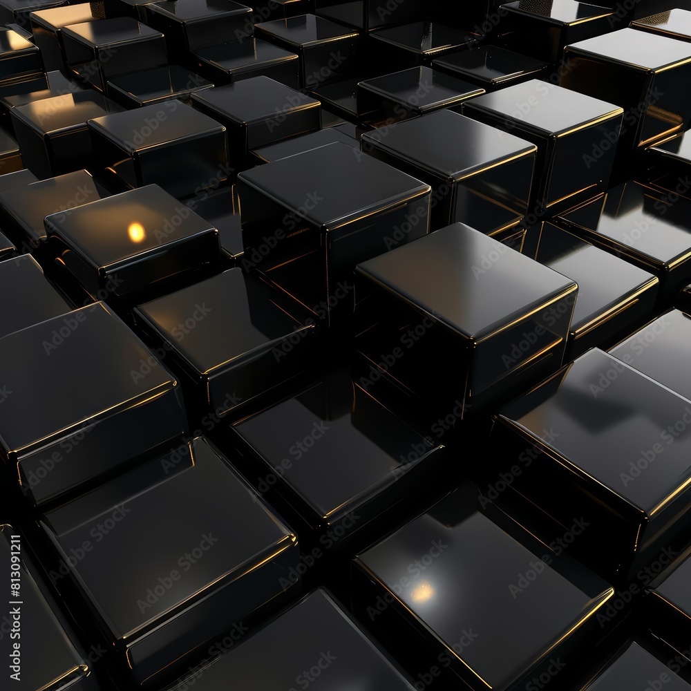 Poster light elegant dynamic abstract patterns create a mesmerizing visual on the black cubes of different 