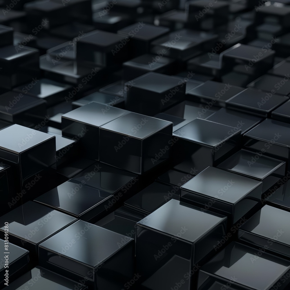 Poster light elegant dynamic abstract patterns create a mesmerizing visual on the black cubes of different 
