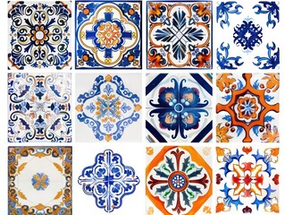 mediterranean tiles isolated on white background
