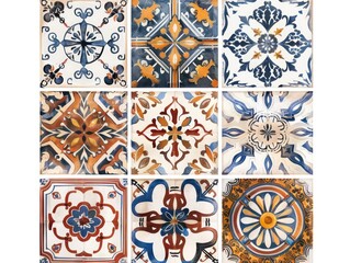 mediterranean tiles isolated on white background