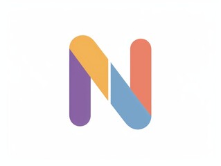 N, icon logo design,color, white background 