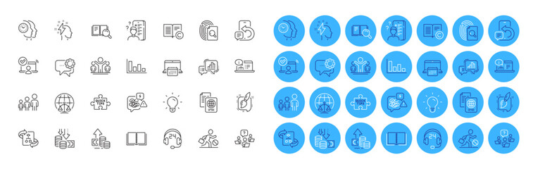Painting brush, Winner and Book line icons pack. Employees messenger, Histogram, Survey web icon. Copyright, Jobless, Consulting pictogram. Inflation, Business hierarchy, Brainstorming. Vector
