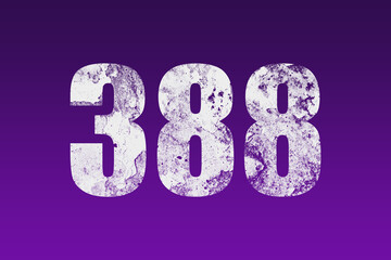 flat white grunge number of 388 on purple background.