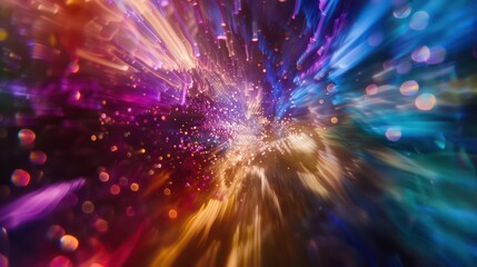 Obraz premium abstract background with blue light rays, stars, and streaks of lights moving at high speed through the dark space