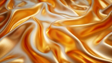 Obraz premium Gold satin cloth for the product background, texture flowing on wide background, 3d rendered illustration.