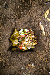 A Ground Hole Filled With Edible Waste. Organic Waste Concept