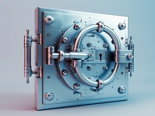 vault door icon on dark background, 3d illustration of digital security concept, data protection and cyber self manuscripts