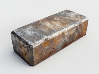 shiny raw iron ingot, white background
