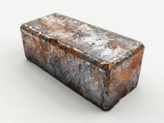 shiny raw iron ingot, white background