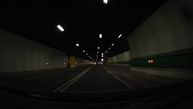 Night drive in the tunnel