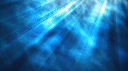 Abstract blue light rays background with glowing bokeh lights and lens flare, energy beams in the style of motion