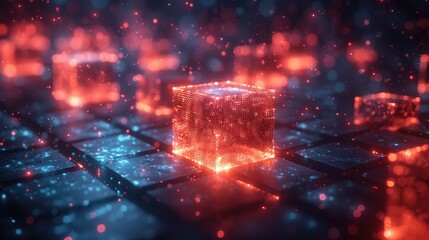 Fototapeta premium Glowing 3D Geometric Gradient Patterns with Sleek Digital Backdrop 