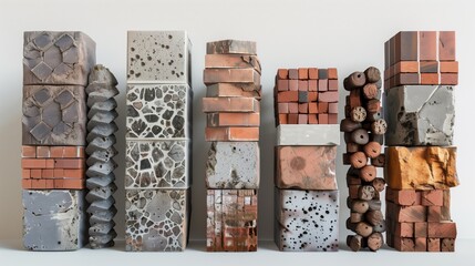 Well-arranged brick stack for stability.