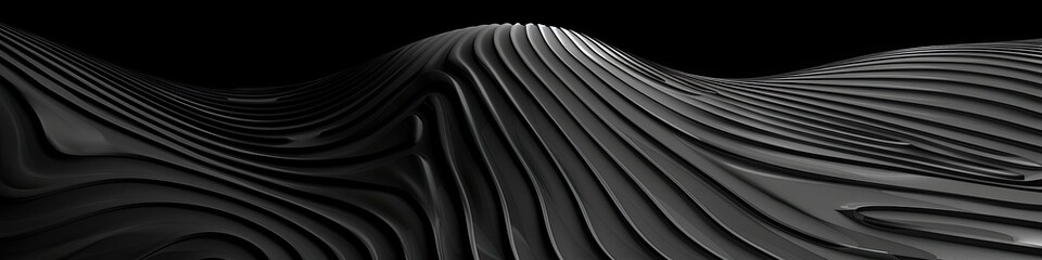 A black and white image of a mountain range with a very dark