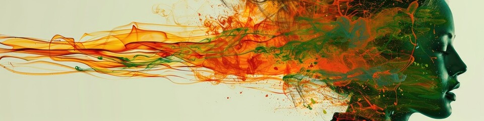 Fototapeta premium A woman's face is shown with a lot of colors and splatters