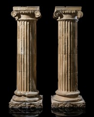 Obraz premium two temple ancient columns on black background