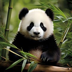 Fototapeta premium giant panda eating bamboo