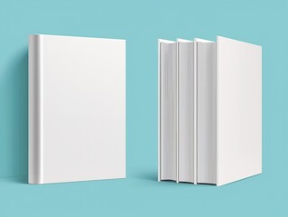 cover book mockup, white blank hardcover closed standing book