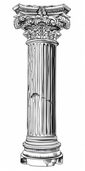 roman column, black and white, white background