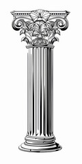 Obraz premium roman column, black and white, white background