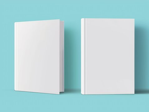 cover book mockup, white blank hardcover closed standing book