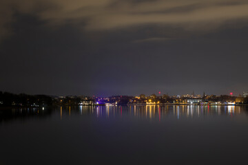 Night view of the Olsztyn city