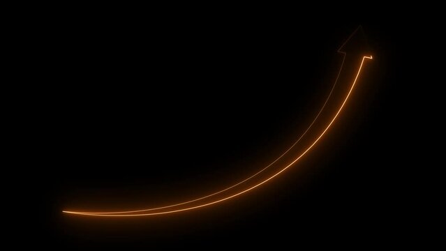 Neon line Rising arrow transparent channel. arrow rising transparent channel, business growth arrow and graph chart, Business line arrow.