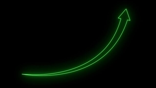 Neon line Rising arrow transparent channel. arrow rising transparent channel, business growth arrow and graph chart, Business line arrow.