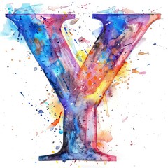 letter Y watercolor painting on a white background