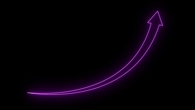 Neon line Rising arrow transparent channel. arrow rising transparent channel, business growth arrow and graph chart, Business line arrow.