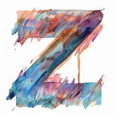 Z letter watercolor painting on a white background
