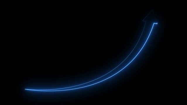 Neon line Rising arrow transparent channel. arrow rising transparent channel, business growth arrow and graph chart, Business line arrow.