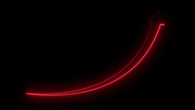 Neon line Rising arrow transparent channel. arrow rising transparent channel, business growth arrow and graph chart, Business line arrow.