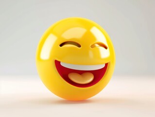 Fototapeta premium happy yellow 3d emoji, white background