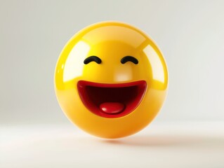 Fototapeta premium happy yellow 3d emoji, white background