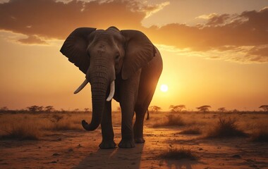 Gentle Giant – African Elephant Roaming the Savannah Plains