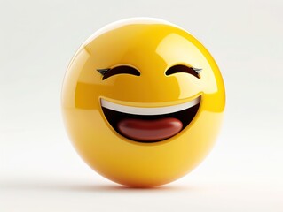 Fototapeta premium happy yellow 3d emoji, white background